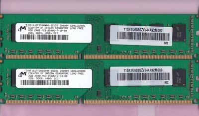 4GB 2x2GB PC3-8500 MICRON MT16JTF25664AY-1G1D1 DDR3-1066 Desktop Ram Memory Kit - Image 1 of 2