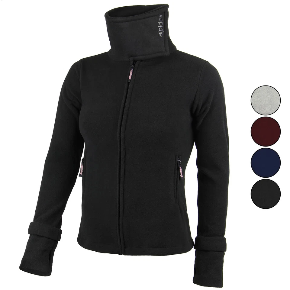 Damen Fleece Jacke Dicke Warme Fleecejacke Stehkragen Daumenlöchern Sweatjacke - Bild 1 von 1