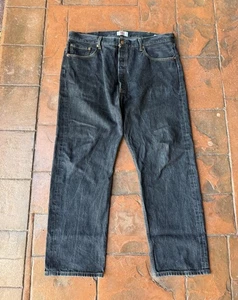 Levi's 501 Original Button Fly Black Denim Jeans Men's 40x32 Dark Wash Grunge - Picture 1 of 9