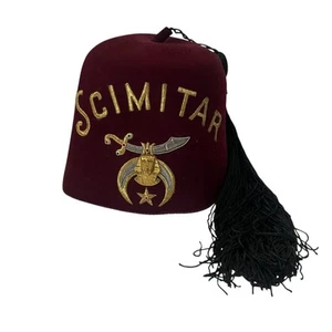 Vintage Scimitar Shrinners Free Masonic Fez Hat with Tassel D. Turin Size 7 - Picture 1 of 8