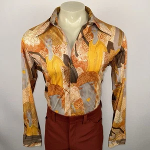 Camisa Clásica De Colección Años 60 70 Rostros Disco Hippy Nik Arnel Tricetato Elastizada Hombres XL - Imagen 1 de 22