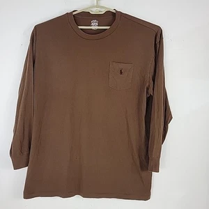 Polo Ralph Lauren TShirt Size 2XB Brown Long Sleeve Black Logo Read* - Picture 1 of 7