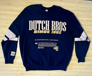 Felpa Dutch Bros adulto XL blu dal 1992 girocollo dipendente mai indossata - Foto 1 di 7