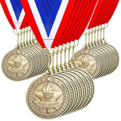 30件装2奖奖奖牌散装金奖得主奖章带颈带金属奖杯... — 第 1/4 张图片