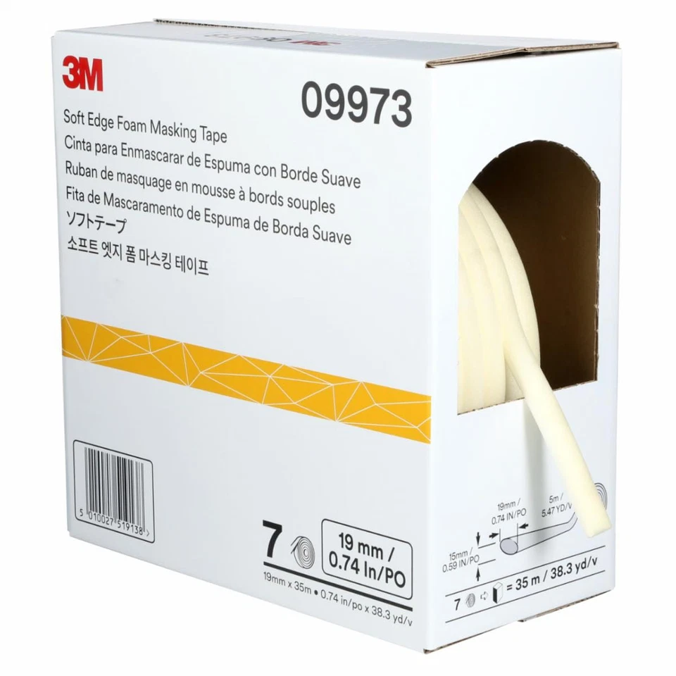 3M Soft Edge Foam Masking Tape, White, 19 mm x 35 m, 09973 Foto 1 de 2