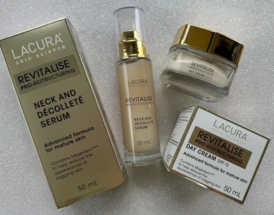 Set of Lacura Revitalise Neck & Décolleté Serum & Day Cream  SPF 15 50ml each - image 1 of 4