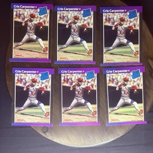 Lot of (6) 1989 Donruss #39 CHRIS CARPENTER (RATED ROOKIE) St. Louis Cardinals - Picture 1 of 9