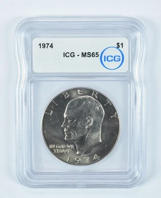 1974 Eisenhower Dollar MS65 ICG *8885 - Image 1 of 4