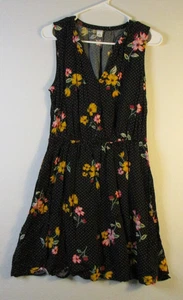 Old Navy Damen Pullover Blumen Mini Sommerkleid ärmellos V-Ausschnitt Gr. M schwarz - Bild 1 von 6