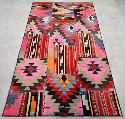 Alfombra Turca, Alfombra de Retazos Alfombra Hecha a Mano Antigua Tejida a Mano Kilim 39" x 75"  Foto 1 de 4