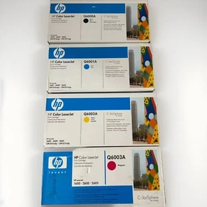 Oryginalny zestaw kaset z tonerem HP 124A CMYK Q6000A, Q6001A, Q6002A, Q6003A OEM NOWY - Zdjęcie 1 z 1