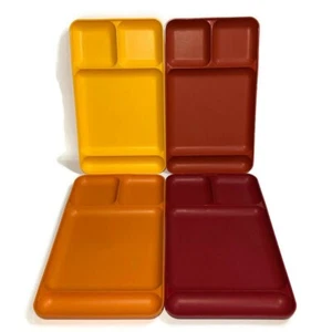 Vintage Tupperware Serviertabletts Ernte Herbstfarben 1535 4er Set Größe 9x15 USA - Bild 1 von 12
