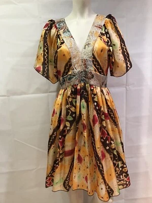 Vestido de seda Anna Sui colorido amarillo talla 6 Foto 1 de 4