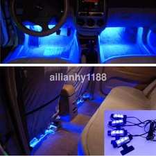 4x 3 LED Atmosphere Lamp Car Accessory 12V Interior Decorative Blue Light AU