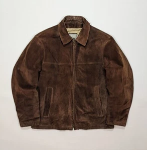 HUGO BOSS Vintage 80s-90s Authentic Men's Brown Leather Jacket Loose Fit Size XL - Picture 1 of 16