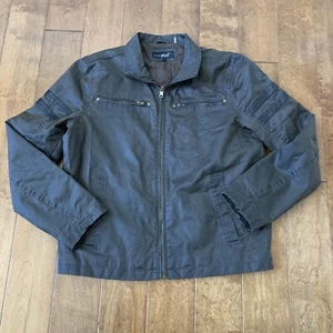 Rivet Men's Large Brown Full Zip Jacket Coat Pockets Cotton Polyester - Picture 1 of 9