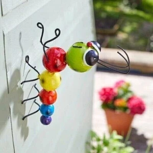 Caterpillar Garden Ornament Wall Mounted Multicoloured Insect Large Metal 18cm - Picture 1 of 19