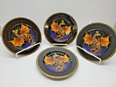 FRANLKIN MINT 4 Franklin Mint The Dragon Dynasty Dinnerware Collection Salad Dessert Plates