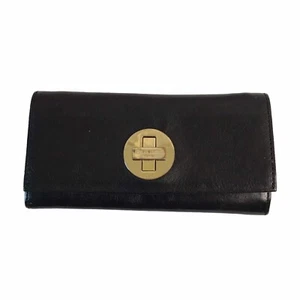 Cartera Kate Spade Auténtica de Cuero Negra Bloqueo Giratorio S738 Forro a Lunares - Imagen 1 de 12