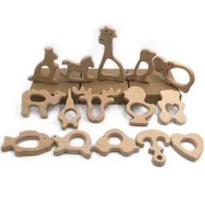 Natural Beech Wood Animals Teething Beads Baby DIY Chew Teether Jewelry Making - Picture 1 of 64
