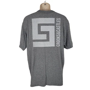 Crooks Castles T Shirt Mens Size Large Pocket Short Sleeve Gray Double Sided - Picture 1 of 9