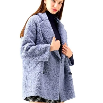 NUEVO CON ETIQUETAS RIVER ISLAND Abrigo Azul Bolsillos Delanteros 16 Mujer Foto 1 de 4