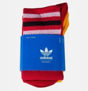 Adidas basketball socks size 2.5-5 2 pack Red and Yellow - Picture 1 of 3