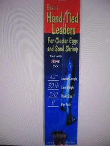 Brad's handgebundene Vorfächer Ei Cluster Sand Garnelen Gr. 5/0 Haken 8er Pack 42" Vorfach - Bild 1 von 2