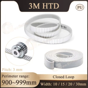 3M HTD Synchronous PU Timing Belt 900mm Perimeter Closed Loop for Pulley CNC 3D - Picture 1 of 11