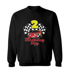 Birthday Boy Car 2 - Two Year Old Checkered Flag Racing Toddler Crewneck Sweater - Picture 1 of 8