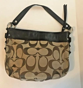 Bolso de Mano Coach Marrón/Camello Signature Jacquard y Cuero Zoe Hobo F14708 - Imagen 1 de 8