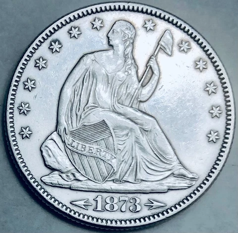 1873-P Arrows Seated Liberty Half Dollar AU Details Cover