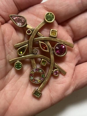 Patricia Locke 2014 Brooch Inspiration Pin 506 Hibiscus Gold Tone Geometry ‘14 - Image 1 of 4