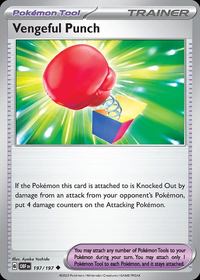 Pokemon Vengeful Punch (197/234) Obsidian Flames LP REVERSE HOLO - Image 1 of 1
