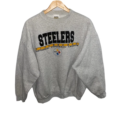 Vintage 90s Pittsburgh Steelers NFL Tultex Gray Sweatshirt Size XL Made In USA Cover