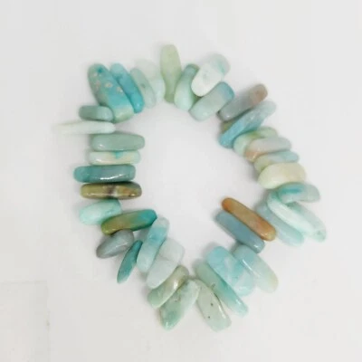Pulsera elástica de cuarzo natural amazonita cristal cuentas caídas amuleto de Reiki azul Foto 1 de 4