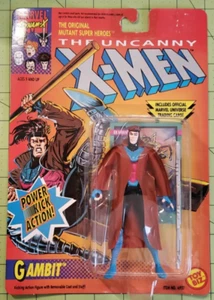 The Uncanny X- Men GAMBIT Power Kick Action Figure 1992 HAS LONGSHOT CARD!!! - Picture 1 of 6