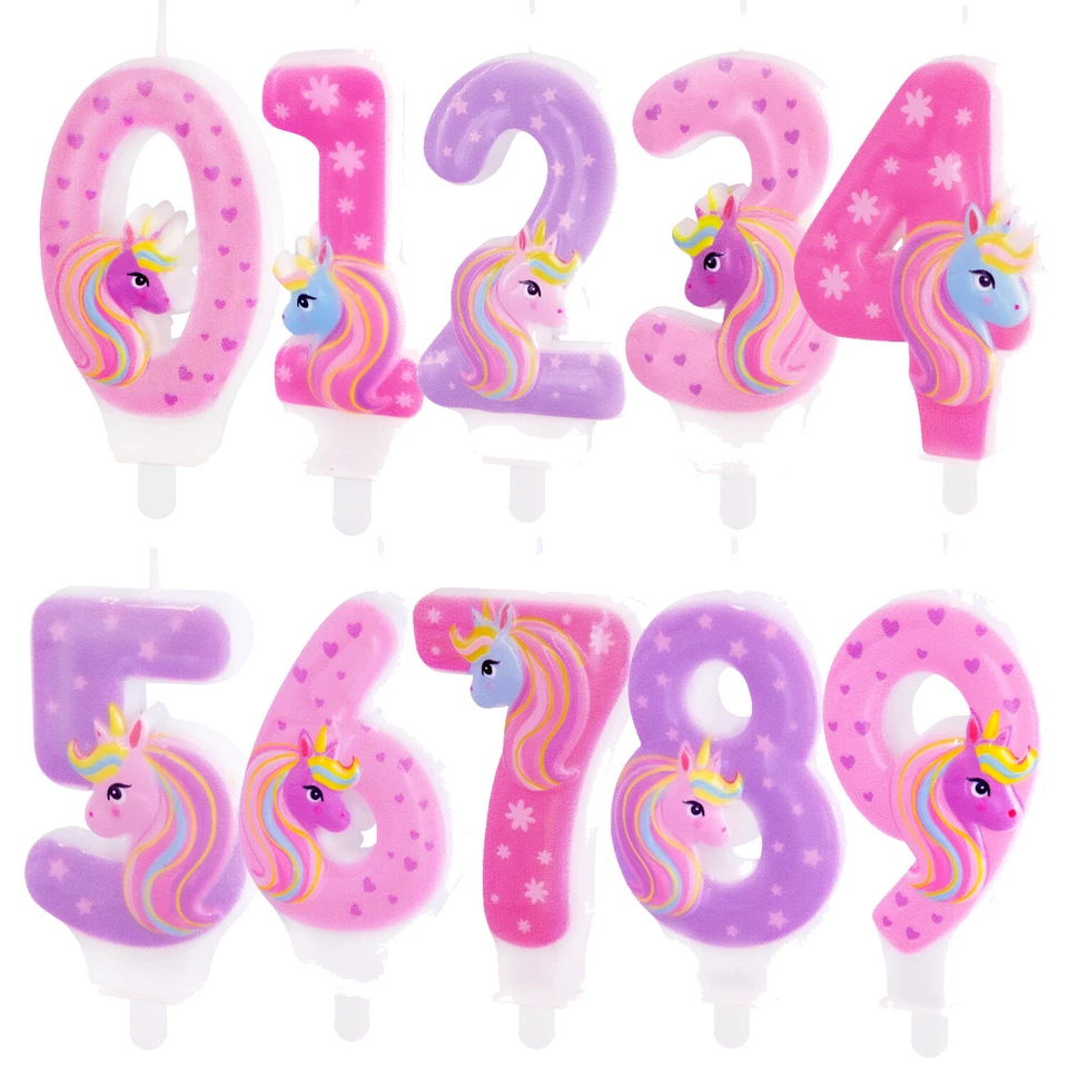 Kuchenkerzen Einhorn Kuchen Kerzen Geburtstag Einhörner Zahlenkerzen Kuchendeko - Bild 1 von 1