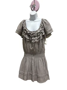 NWT Vertigo Paris Gray mini dress w/ruffles, Short sleeves, drop waist Medium - Picture 1 of 7