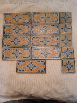 Уменьшенный - 14 штук декоративная керамическая плитка - прямоугольник и квадратный многоцветный - Изображение 1 из 4