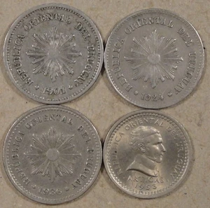 Uruguay 4 Centesimo's 1901,24,36,+53 Mid Grade-Unc As Pictured - Picture 1 of 2