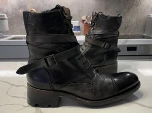 Alfredo Bannister Japan Engineer Boots Leather Strap Buckle Sz8 Vibram Shearling - Picture 1 of 20