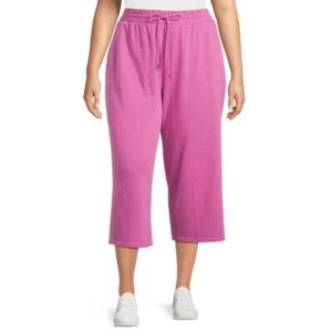 Terra & Sky Women's Plus Pull On French Terry Capri Orchid Shimmer 1X (16W-18W) - Picture 1 of 4