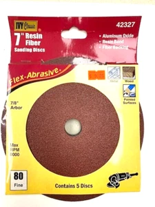 Discos de lijado de 7" x 7/8 orificios PAQUETE FINO 80 GRANO DE 5 PIEZAS GRUESO - NUEVO - Imagen 1 de 4