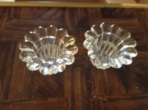 Pair of clear glass candlestick candle holders - Picture 1 of 3