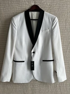 J Ferrar Slim Fit White/Black Evening Edition Tuxedo  Suit Size 40 R MSRP $170 - Picture 1 of 11
