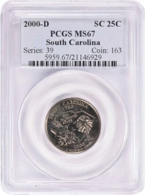 2000-D South Carolina State Quarter MS67 PCGS - Image 1 of 2