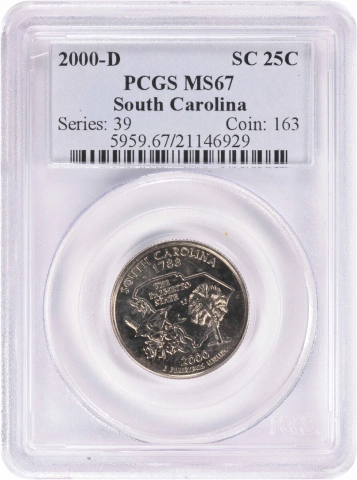 2000-D South Carolina State Quarter MS67 PCGS - Image 1 of 2