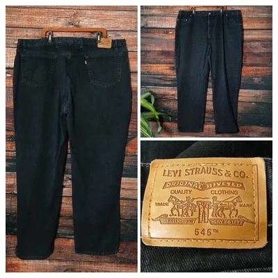 Levis Vintage Jeans 545 Loose Fit Mens 50X32 Black Denim 100% Cotton Made In USA - Image 1 of 4