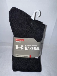 Under Armour Youth Baseball Over The Calf Socks 2 pair Large Black / White. NWT - Picture 1 of 8